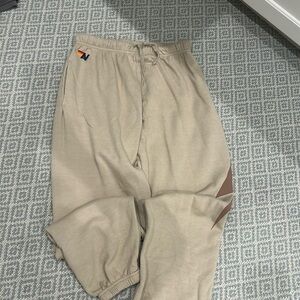 NWOT Aviator Nation womens tan sweatpants size L
